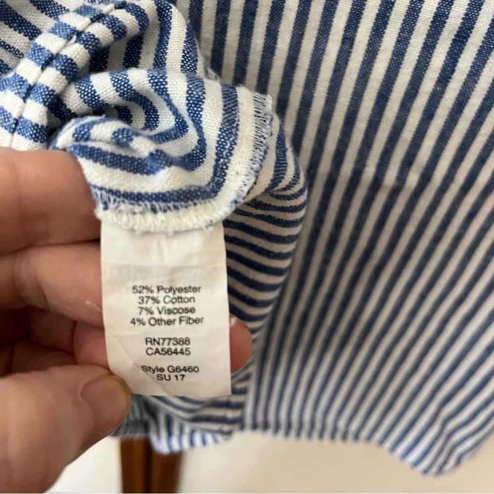 J. Crew Factory Engineer Striped Shell Tank Top Blue White Linen Sleeveless - 2 - Picture 10 of 10